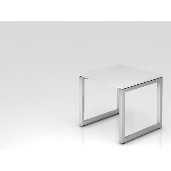 4032062156735 - Schreibtisch VRS manuell höhenverstellbar 85cm (H) 80x80cm (BxT) Weiß   silber 4032062156735 Hammerbacher