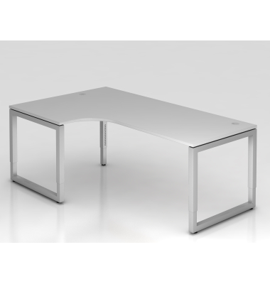 Schreibtisch VRS, manuell h&ouml;henverstellbar, 85cm (H), 200x120cm (BxT), grau / silber