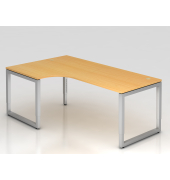 Schreibtisch VRS, manuell h&ouml;henverstellbar, 85cm (H), 200x120cm (BxT), buche / silber