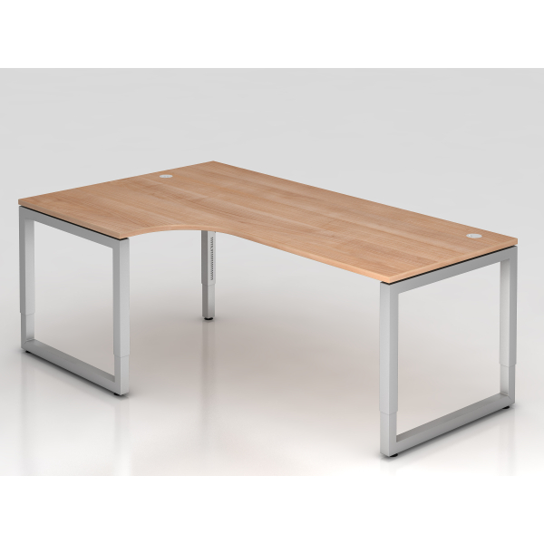 4032062156827 - Schreibtisch VRS manuell höhenverstellbar 85cm (H) 200x120cm (BxT) Nussbaum   silber 4032062156827 Hammerbacher