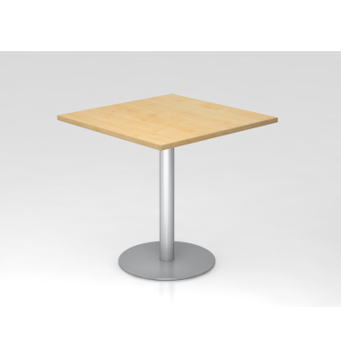 Besprechungstisch STF, 74,5cm (H), 80x80cm (BxT), quadratisch, ahorn / silber