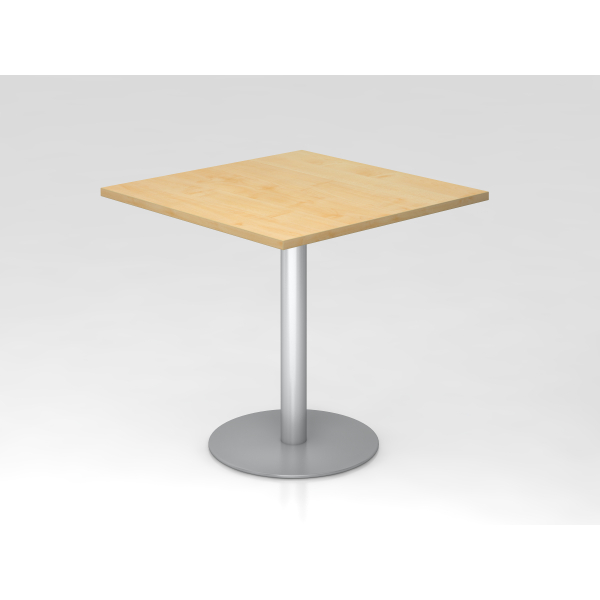 4032062157220 - Besprechungstisch LxB 800 x 800 mm 755 mm hoch Gestell silber Platte Ahorn-Dekor kaiserkraft