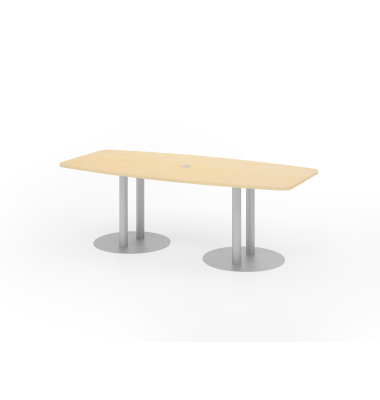 Konferenztisch K-Serie, , 220x103cm (BxT), 8 Personen, Tonnenform, ahorn / silber