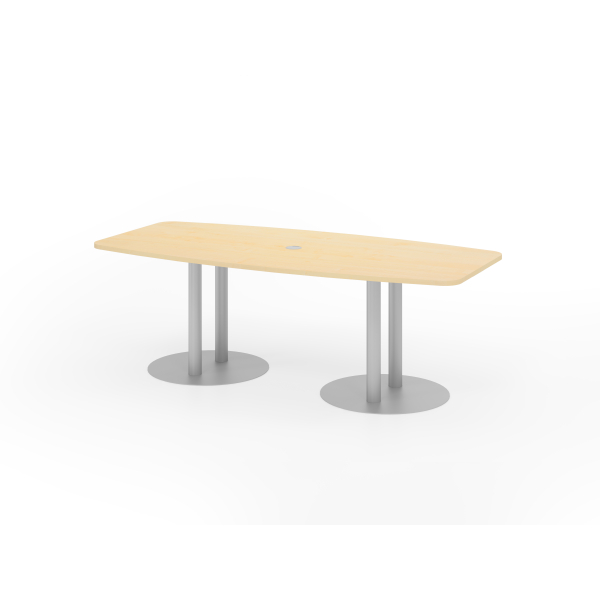 4032062157237 - HAMMERBACHER Konferenztisch KT22S ahorn Tonnenform Rundrohr silber 2200 x 830 - 1030 x 740 cm