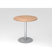 Besprechungstisch STF, 74,5cm (H), 80x80cm (BxT), rund, nussbaum / silber