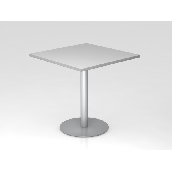 4032062157305 - Besprechungstisch LxB 800 x 800 mm 755 mm hoch Gestell silber Platte lichtgrau kaiserkraft