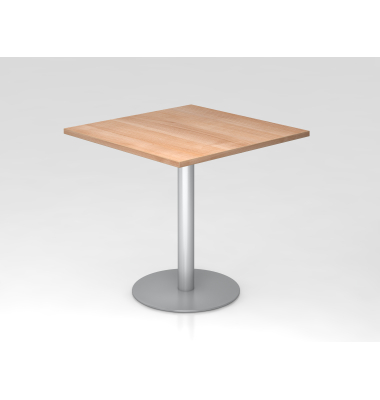 Besprechungstisch STF, 74,5cm (H), 80x80cm (BxT), quadratisch, nussbaum / silber