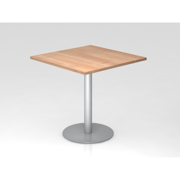 4032062157329 - Besprechungstisch LxB 800 x 800 mm 755 mm hoch Gestell silber Platte Nussbaum-Dekor kaiserkraft