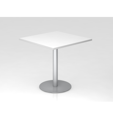 Besprechungstisch STF, 74,5cm (H), 80x80cm (BxT), quadratisch, wei&szlig; / silber
