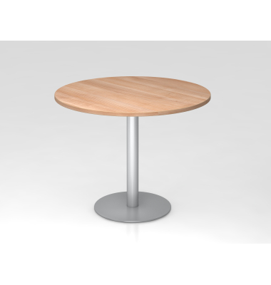 Besprechungstisch STF, 74,5cm (H), 100x100cm (BxT), rund, nussbaum / silber