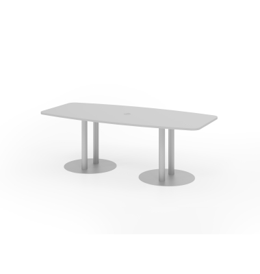 Konferenztisch K-Serie, , 220x103cm (BxT), 8 Personen, Tonnenform, grau / silber