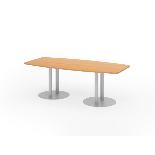 4032062157411 - HAMMERBACHER Konferenztisch KT22S buche Tonnenform Rundrohr silber 2200 x 830 - 1030 x 740 cm