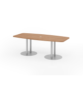 Konferenztisch K-Serie, , 220x103cm (BxT), 8 Personen, Tonnenform, nussbaum / silber