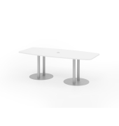 Konferenztisch K-Serie, , 220x103cm (BxT), 8 Personen, Tonnenform, wei&szlig; / silber