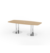 Konferenztisch K-Serie, , 220x103cm (BxT), 8 Personen, Tonnenform, eiche / chrom