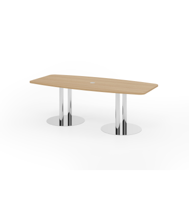 Konferenztisch K-Serie, , 220x103cm (BxT), 8 Personen, Tonnenform, eiche / chrom