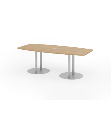 Konferenztisch K-Serie, , 220x103cm (BxT), 8 Personen, Tonnenform, eiche / silber