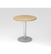 Besprechungstisch STF, 74,5cm (H), 80x80cm (BxT), rund, eiche / silber