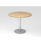 Besprechungstisch STF, 74,5cm (H), 100x100cm (BxT), rund, eiche / silber