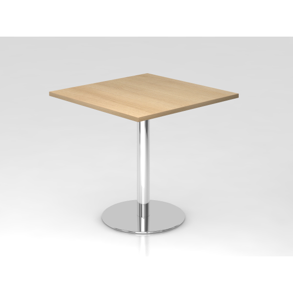 4032062157589 - Besprechungstisch LxB 800 x 800 mm 755 mm hoch Gestell verchromt Platte Eiche-Dekor kaiserkraft