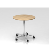 Sitz-Steh-Schreibtisch VST, mechanisch h&ouml;henverstellbar, 114cm (H), 80x80cm (BxT), eiche / chrom
