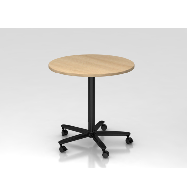 Sitz-Steh-Schreibtisch VST, mechanisch h&ouml;henverstellbar, 114cm (H), 80x80cm (BxT), eiche / schwarz