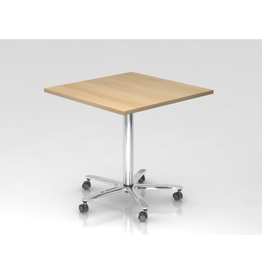 Sitz-Steh-Schreibtisch VST, mechanisch h&ouml;henverstellbar, 80x80cm (BxT), eiche / chrom