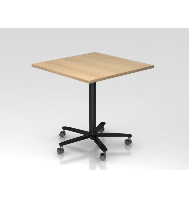 Sitz-Steh-Schreibtisch VST, mechanisch h&ouml;henverstellbar, 80x80cm (BxT), eiche / schwarz