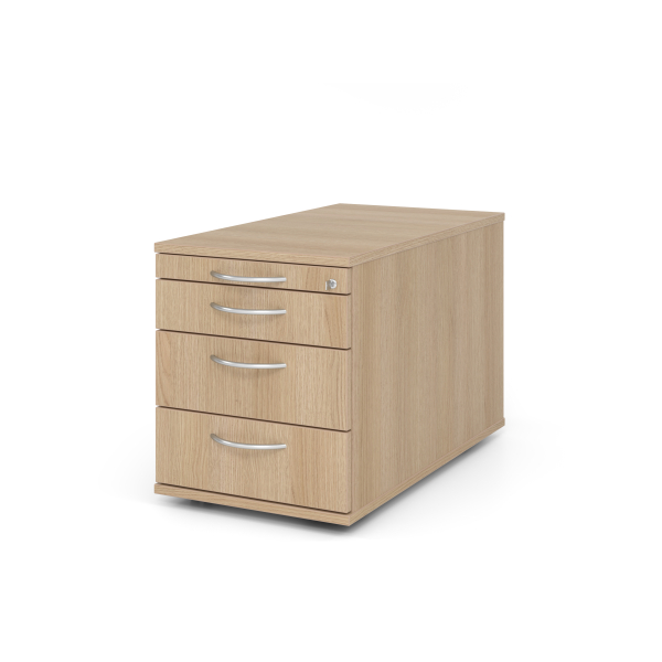 4032062162842 - PRO SIGNA TC30 BM - Rollcontainer Holz Eiche mit 3 Schüben Bogengriff Metall