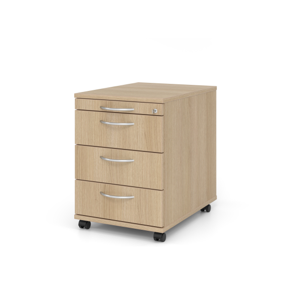 4032062162927 - PRO SIGNA AC30 BM - Rollcontainer Holz Eiche mit 3 Schüben Bogengriff Metall