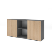 Sideboard 2OH mit Schiebet&uuml;ren GraphitEiche