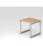 Schreibtisch VRS, manuell h&ouml;henverstellbar, 85cm (H), 80x80cm (BxT), eiche / silber