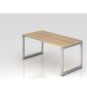 Schreibtisch VRS, manuell h&ouml;henverstellbar, 85cm (H), 160x80cm (BxT), eiche / silber