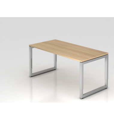 Schreibtisch VRS, manuell h&ouml;henverstellbar, 85cm (H), 160x80cm (BxT), eiche / silber