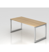 Schreibtisch VRS, manuell h&ouml;henverstellbar, 85cm (H), 180x80cm (BxT), eiche / silber