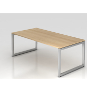 Schreibtisch VRS, manuell h&ouml;henverstellbar, 85cm (H), 200x100cm (BxT), eiche / silber