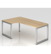 Schreibtisch VRS, manuell h&ouml;henverstellbar, 85cm (H), 200x120cm (BxT), eiche / silber