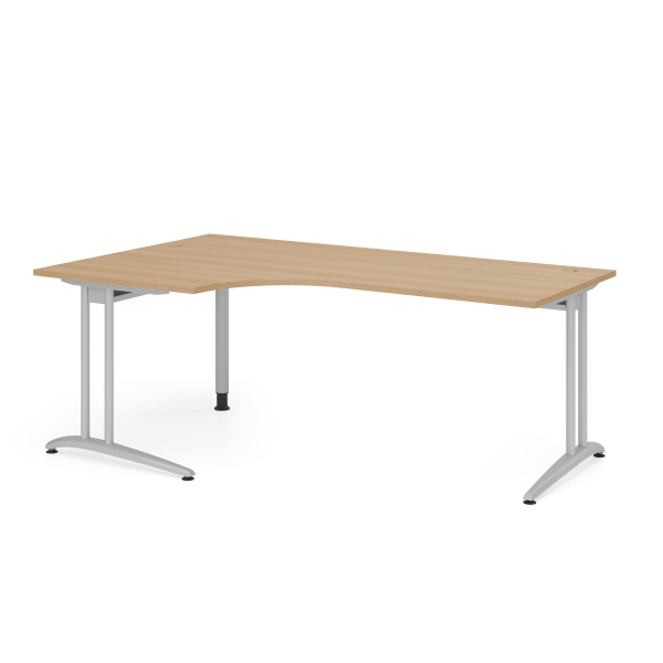 4032062163238 - HAMMERBACHER BS82 Schreibtisch eiche L-Form C-Fuß-Gestell silber 2000 x 800 1200 cm