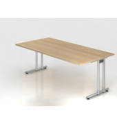 Schreibtisch VNS, 74cm (H), 200x100cm (BxT), eiche / silber