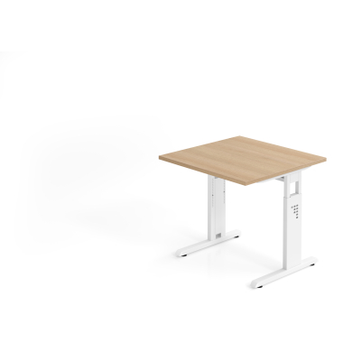 Schreibtisch VOS, manuell h&ouml;henverstellbar, 85cm (H), 80x80cm (BxT), eiche / wei&szlig;