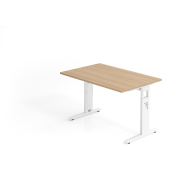 Schreibtisch VOS, manuell h&ouml;henverstellbar, 85cm (H), 120x80cm (BxT), eiche / wei&szlig;
