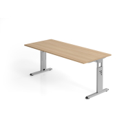 Schreibtisch VOS, manuell h&ouml;henverstellbar, 85cm (H), 180x80cm (BxT), eiche / silber