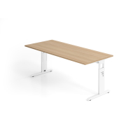Schreibtisch VOS, manuell h&ouml;henverstellbar, 85cm (H), 180x80cm (BxT), eiche / wei&szlig;