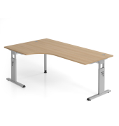 Winkeltisch C-Fu&szlig; 200x120cm 90&deg;EicheSilber