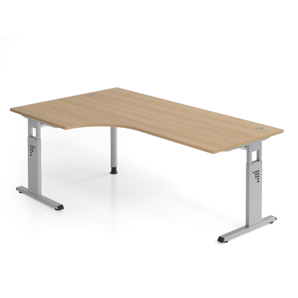 4032062164341 - Schreibtisch VOS manuell höhenverstellbar 85cm (H) 200x120cm (BxT) Eiche   silber 4032062164341 Hammerbacher