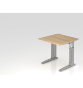 Schreibtisch VUS, manuell h&ouml;henverstellbar, 86cm (H), 80x80cm (BxT), eiche / silber