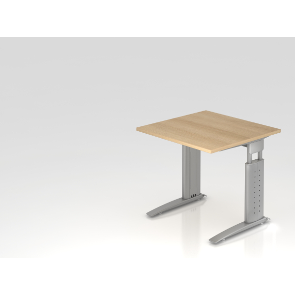 4032062164600 - Schreibtisch VUS manuell höhenverstellbar 86cm (H) 80x80cm (BxT) Eiche   silber 4032062164600 Hammerbacher