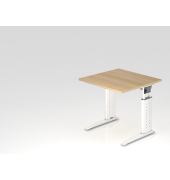 Schreibtisch VUS, manuell h&ouml;henverstellbar, 86cm (H), 80x80cm (BxT), eiche / wei&szlig;