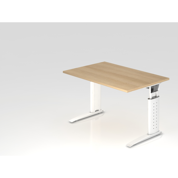 4032062164631 - Schreibtisch VUS manuell höhenverstellbar 86cm (H) 120x80cm (BxT) Eiche   weiß 4032062164631 Hammerbacher