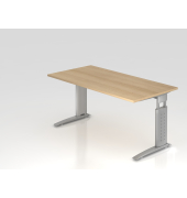 Schreibtisch VUS, manuell h&ouml;henverstellbar, 86cm (H), 160x80cm (BxT), eiche / silber